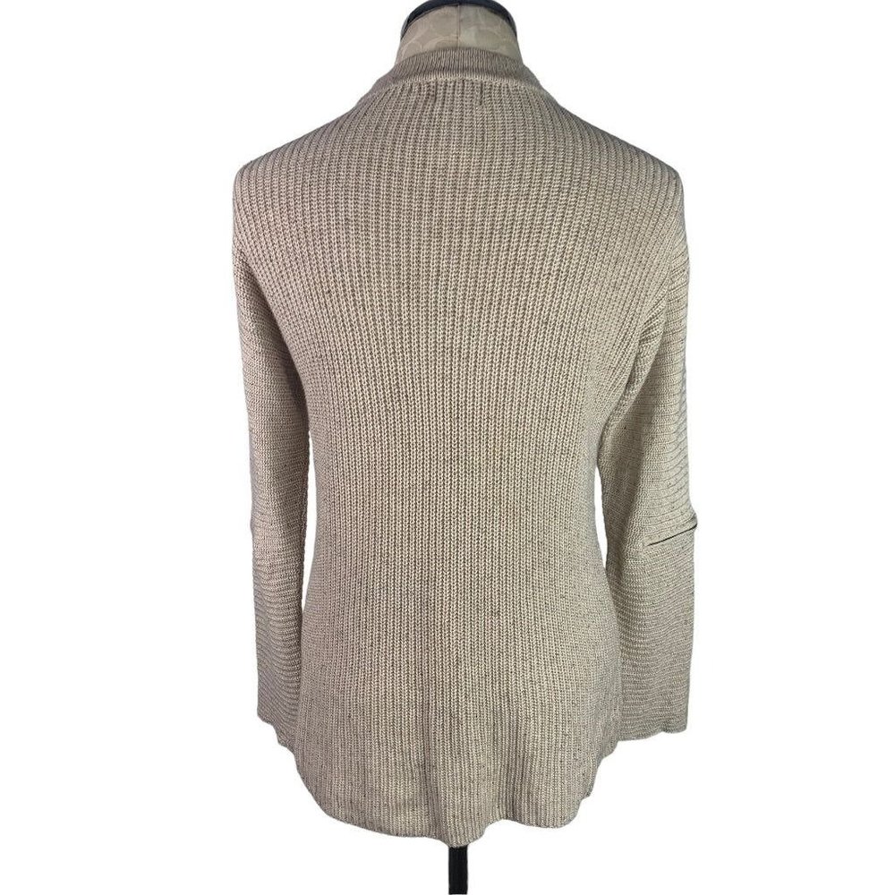 Small Neely Women's Beige Pullover Cashmere Silk Blend Sweater Arm Zipper Detail - Picture 7 of 8